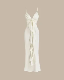 Apricot Bodycon Tassel Slip Maxi Dress