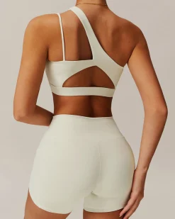 Apricot Cropped One Shoulder Yoga Cami Top