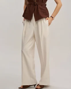 Apricot Elastic Waist Straight Pants