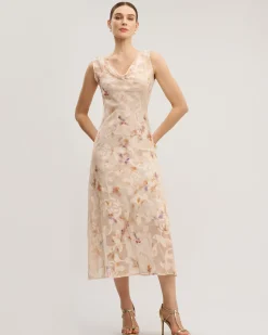 Apricot Floral Sleeveless Maxi Dress