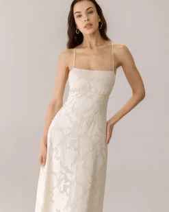 Apricot Jacquard Corset Slip Maxi Dress