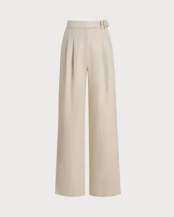 Apricot Ruched Straight Pants
