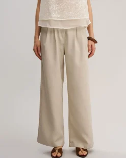 Apricot Ruched Straight Pants