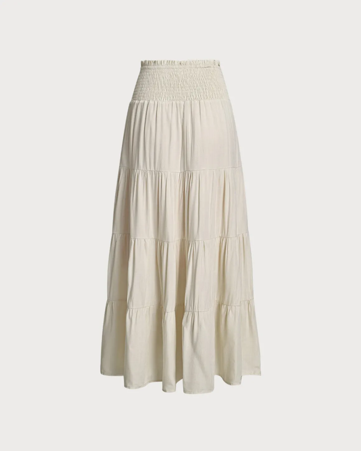 Apricot Shirred Ruffle Tiered Skirt