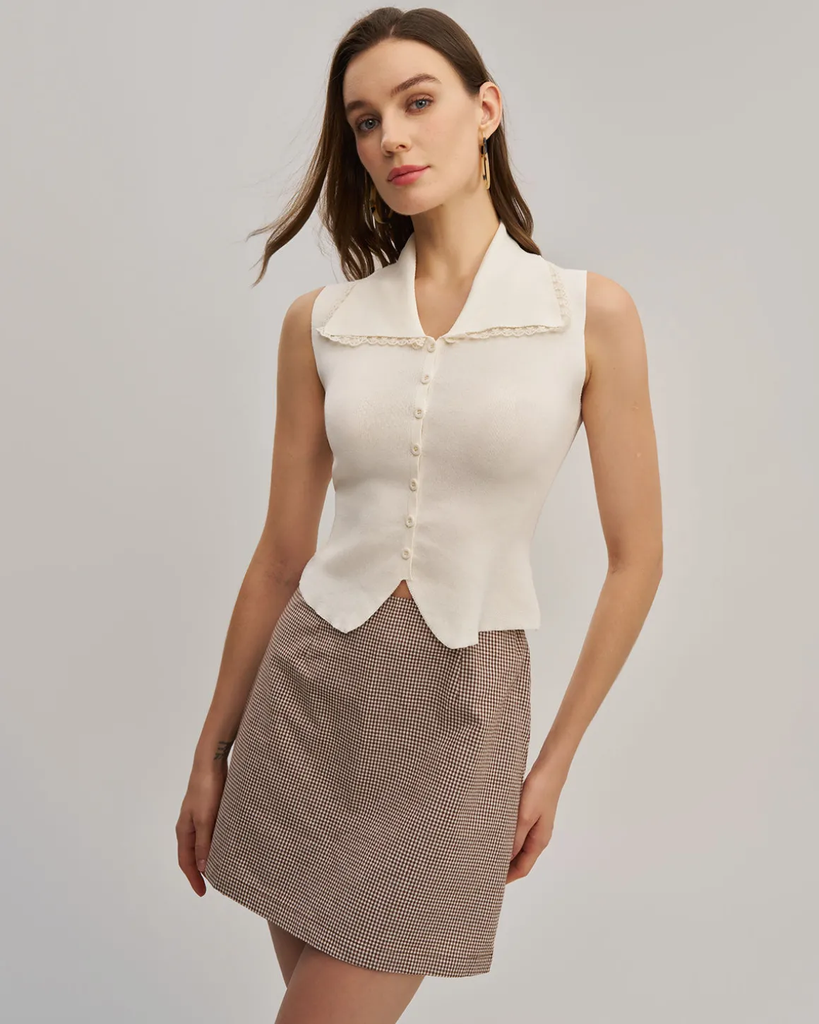 Apricot Slim Button Vest