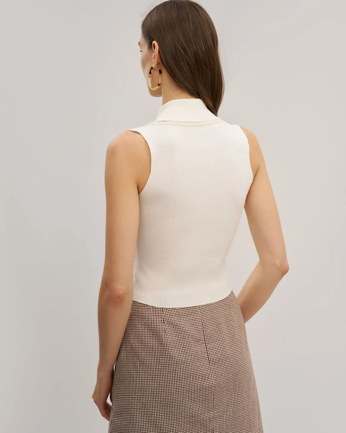 Apricot Slim Button Vest