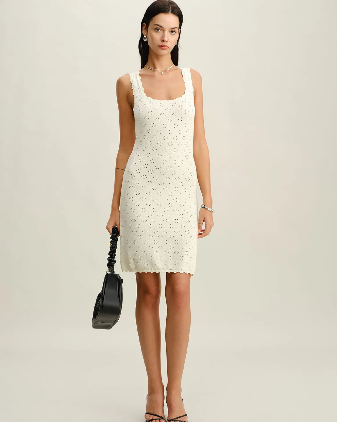 Apricot Square Neck Slip Sweater Dress