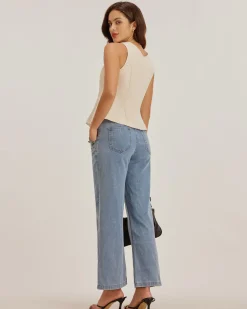 Apricot Textured Button Vest