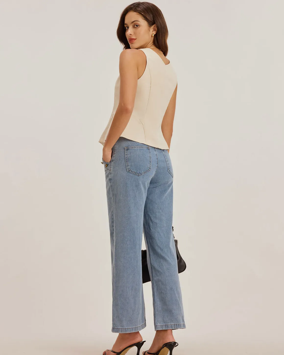 Apricot Textured Button Vest