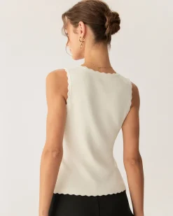 Apricot V Neck Ribbed Tank