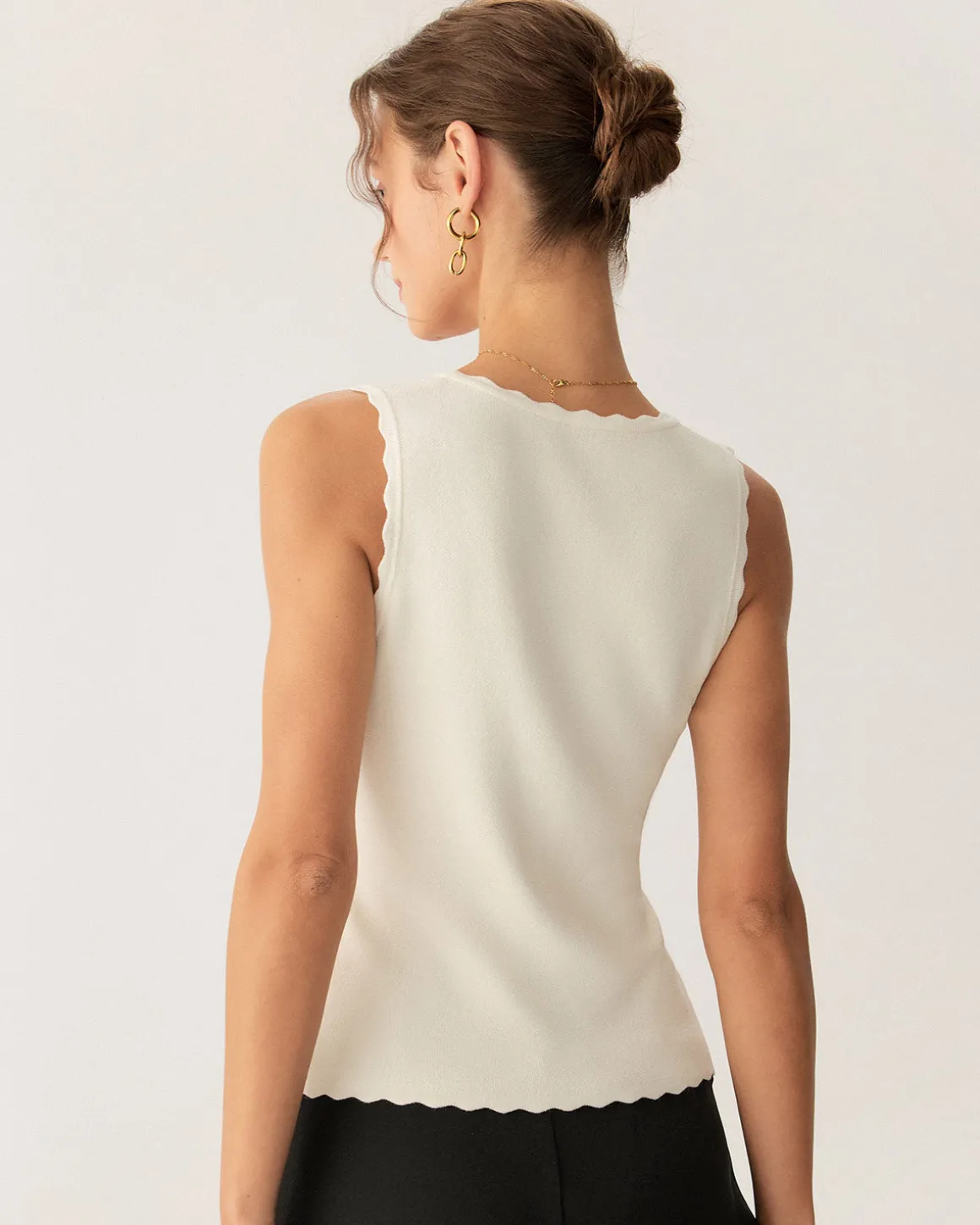 Apricot V Neck Ribbed Tank