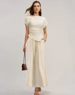 Apricot Wide Leg Pants Sets