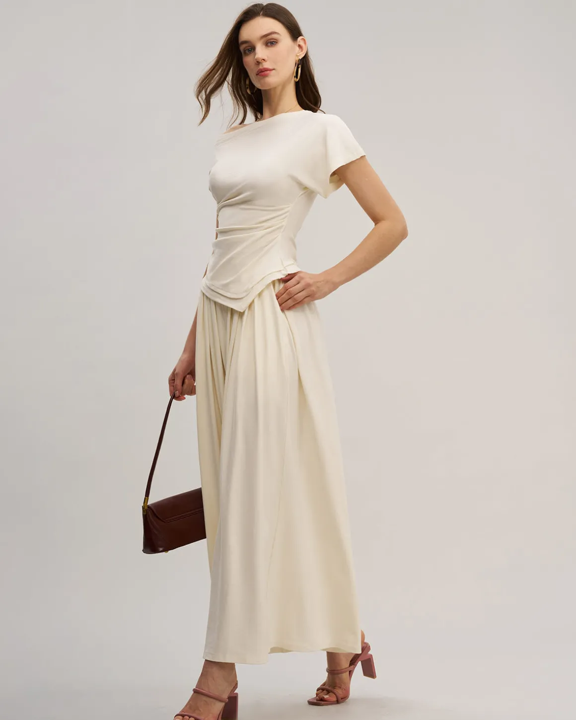 Apricot Wide Leg Pants Sets