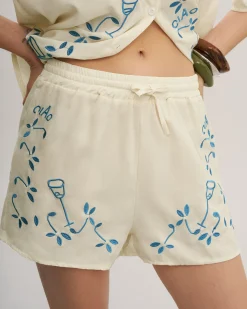 Beige Elastic Waist Pants Set