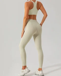 Beige I-back Yoga Tank Top