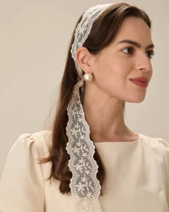 Beige Lace Hair Belt