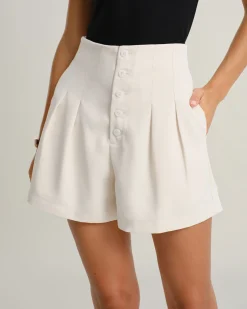 Beige Natural Waisted Pocket Shorts