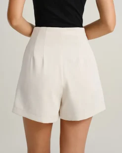 Beige Natural Waisted Pocket Shorts