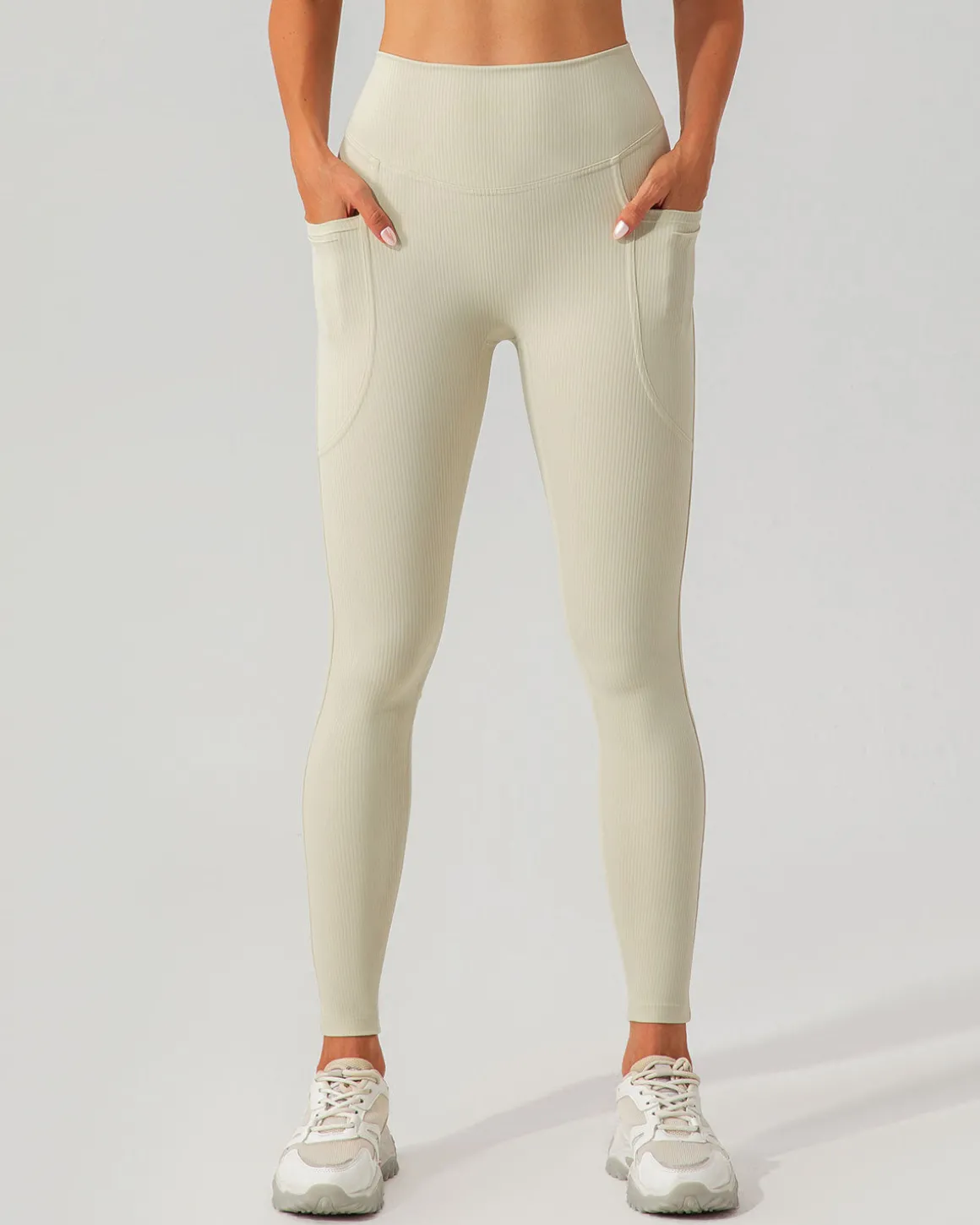 Beige Quick-drying High Waisted Yoga Leggings