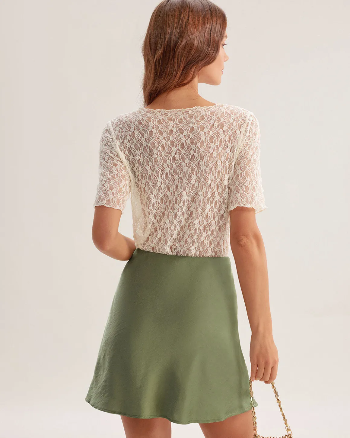 Beige Round Neck Textured Half Sleeve Tee