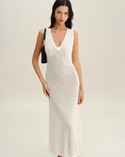 Beige Sleeveless Pleated Midi Dress
