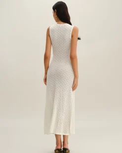 Beige Sleeveless Pleated Midi Dress