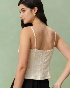 Beige Textured Slim Cami Top