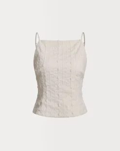 Beige Textured Slim Cami Top