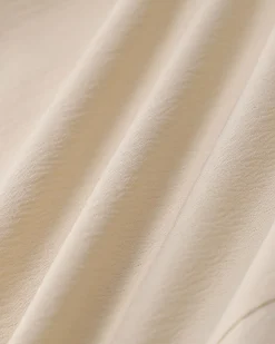 Beige V Neck Pleated Button Blouse