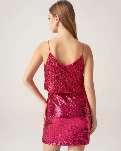 Bettydress-Red Sequin Cropped Cami Top