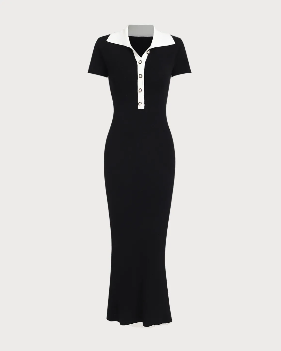 Black Contrast Bodycon Sweater Maxi Dress