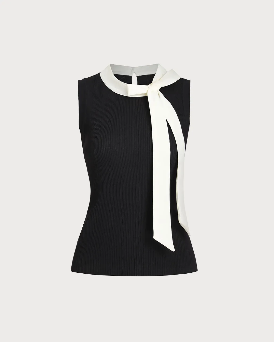 Black Contrast Mock Neck Tank Top