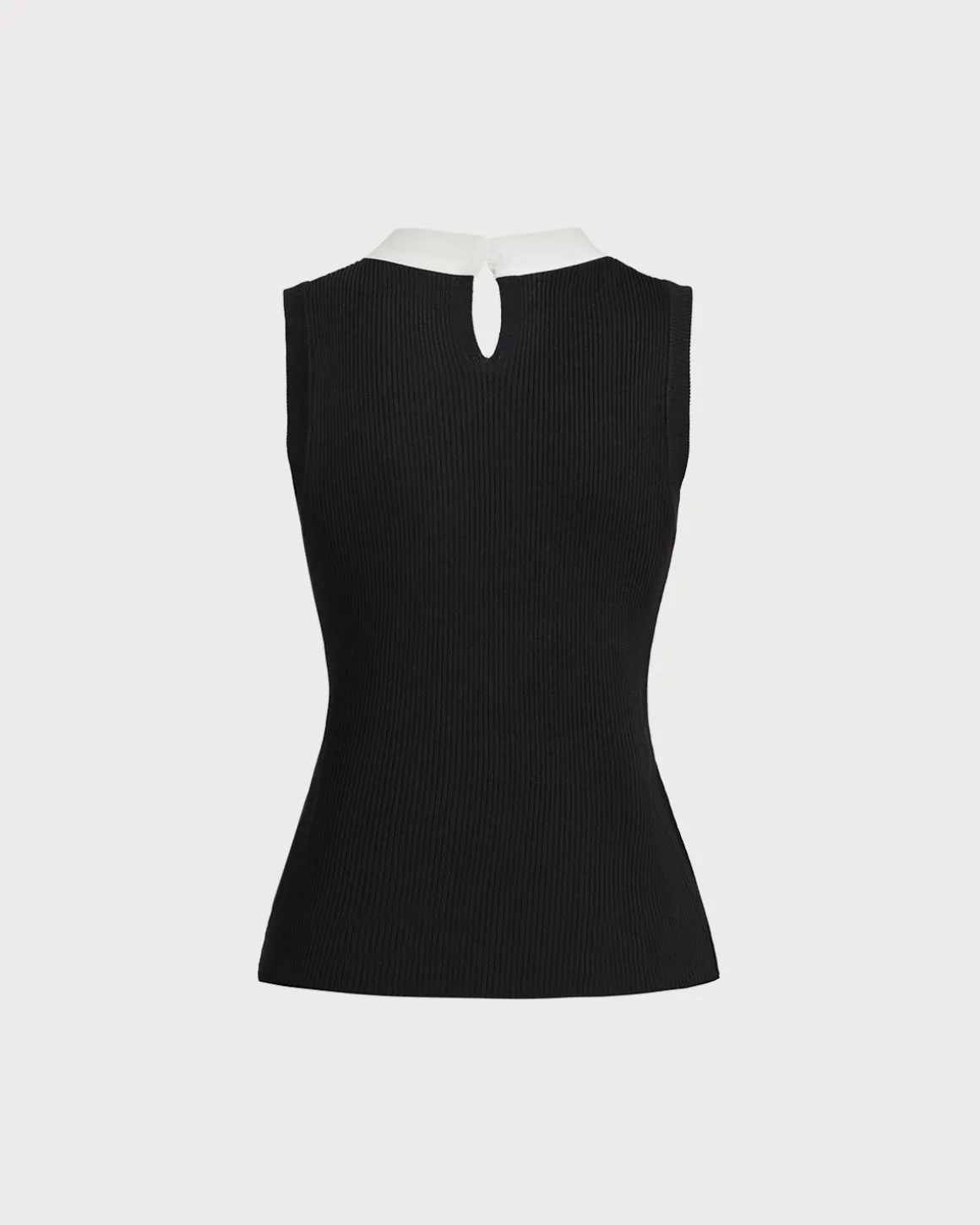 Black Contrast Mock Neck Tank Top