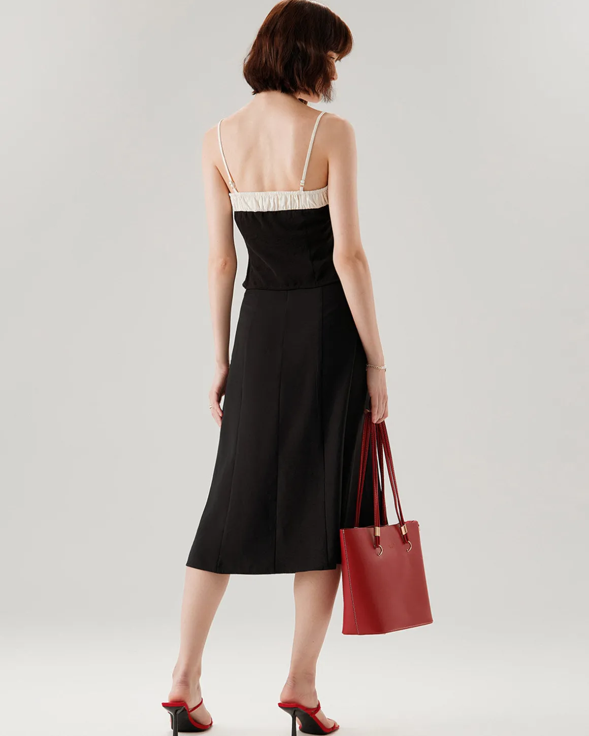 Black Contrast Ruched Cami Top