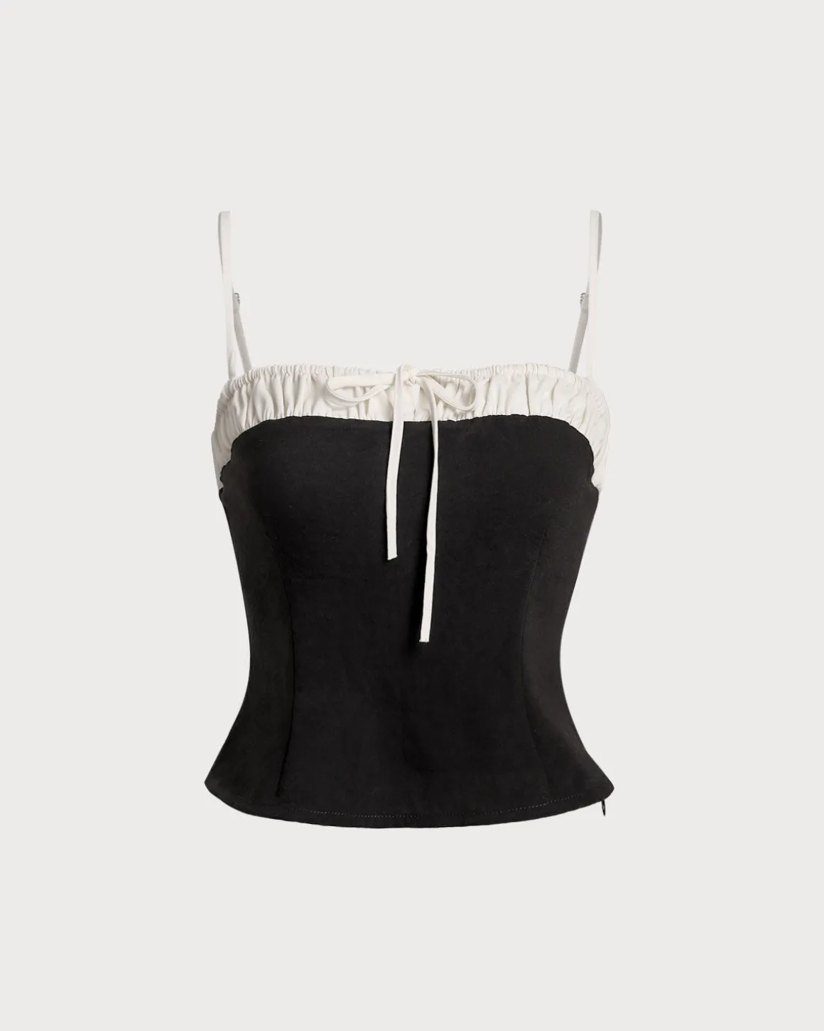 Black Contrast Ruched Cami Top
