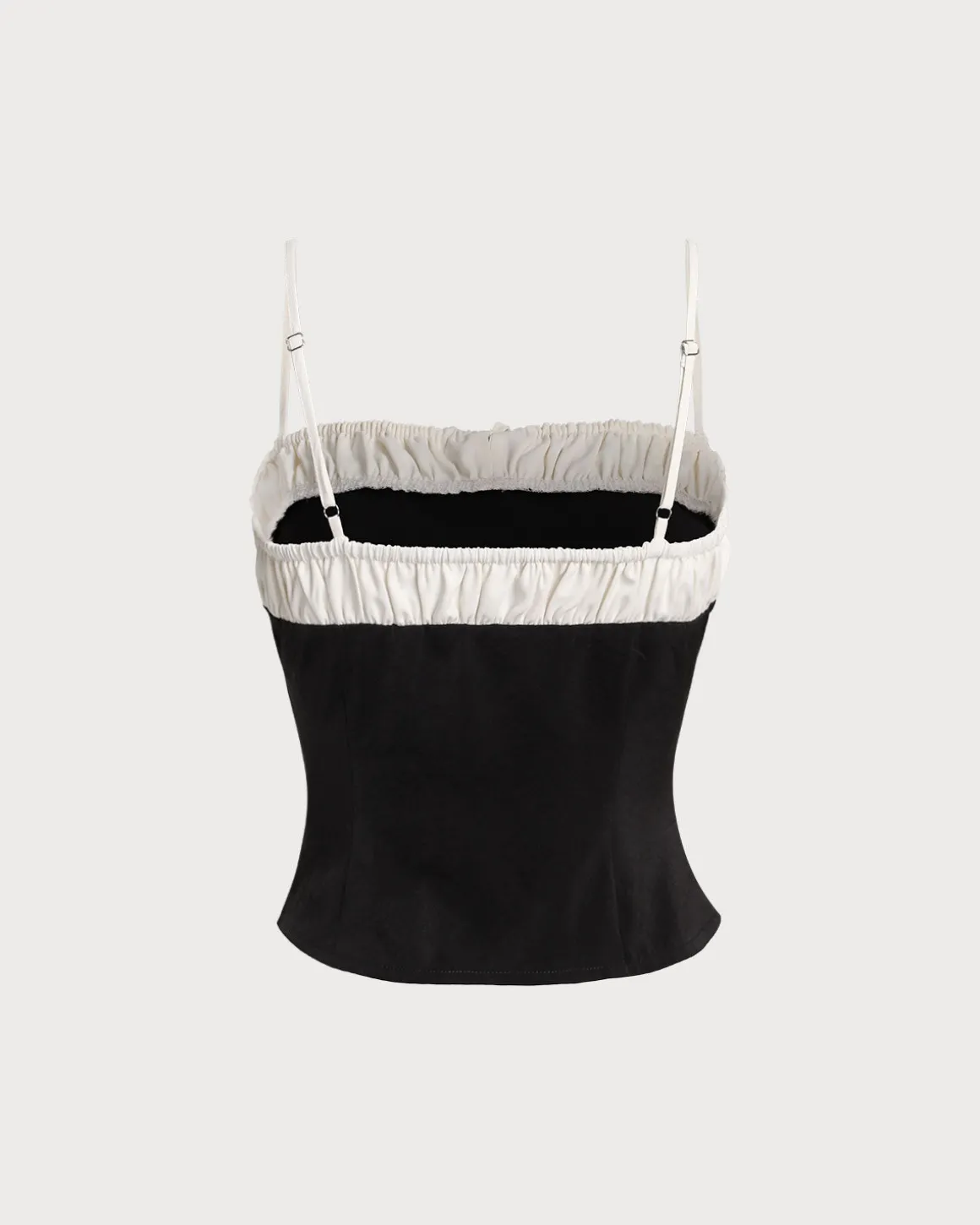 Black Contrast Ruched Cami Top