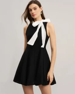 Black Contrast Sleeveless Mini Dress