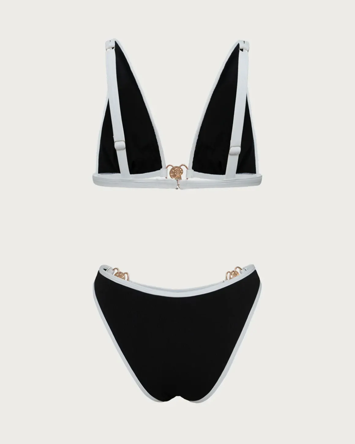 Black Contrast Thread Bikini Set