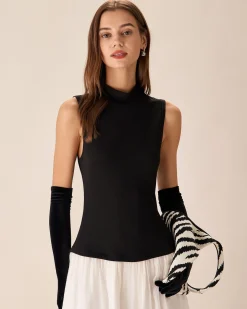 Black Contrasting Knit Ribbed Maxi Dress