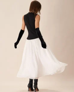 Black Contrasting Knit Ribbed Maxi Dress
