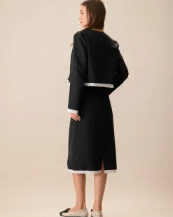 Black Contrasting Single-Breasted Jacket