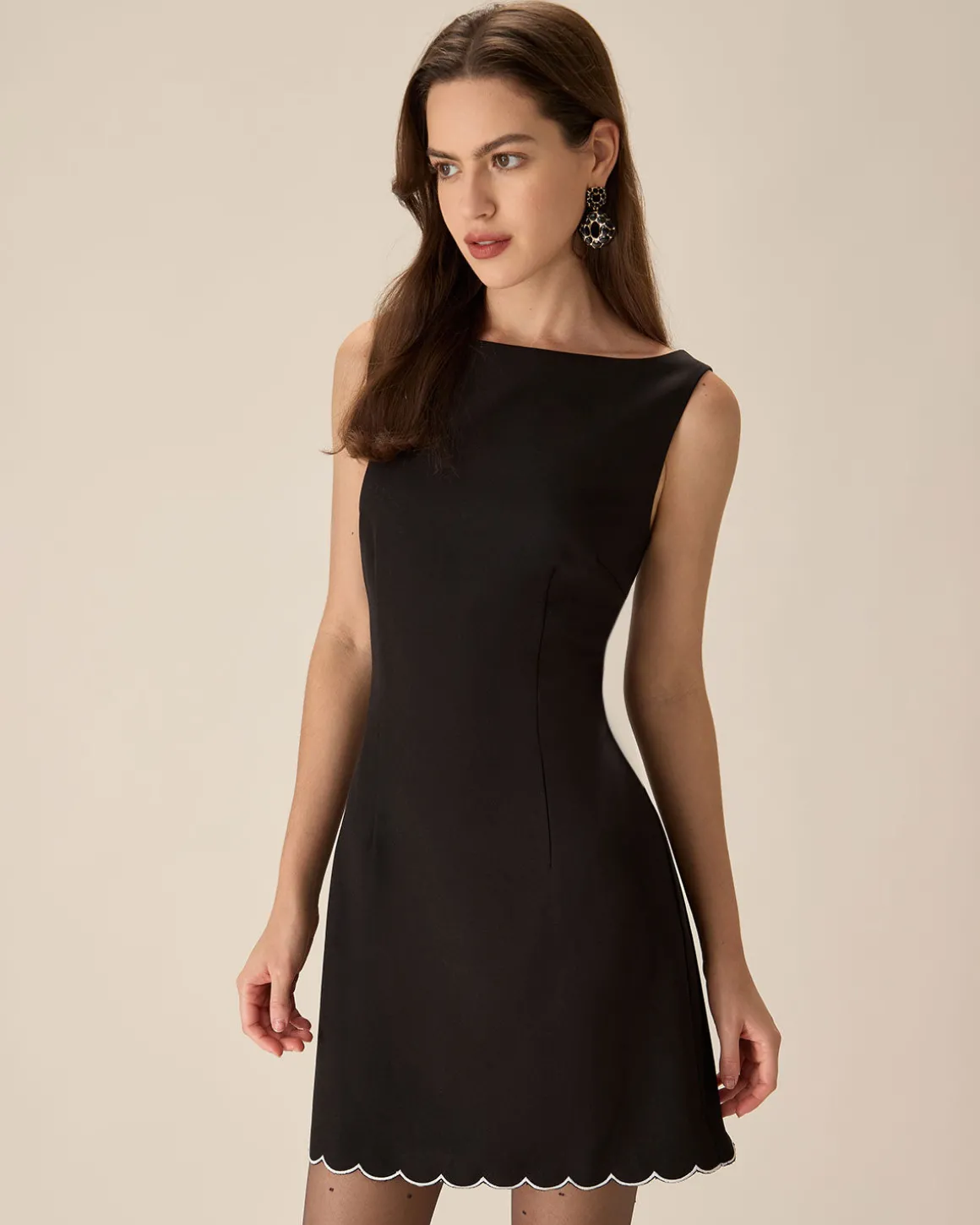 Black Contrasting Sleeveless Mini Dress