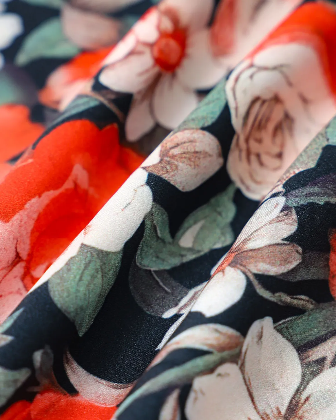 Black Floral Contrast Midi Dress