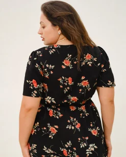 Black Floral Plus Size Maxi Dress
