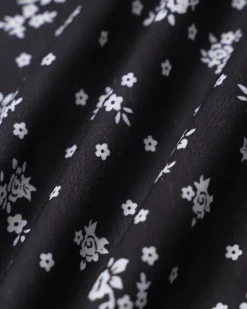 Black Floral Scoop Neck Blouse