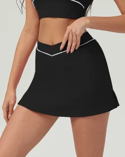 Black High Stretch A-Line Yoga Skirt