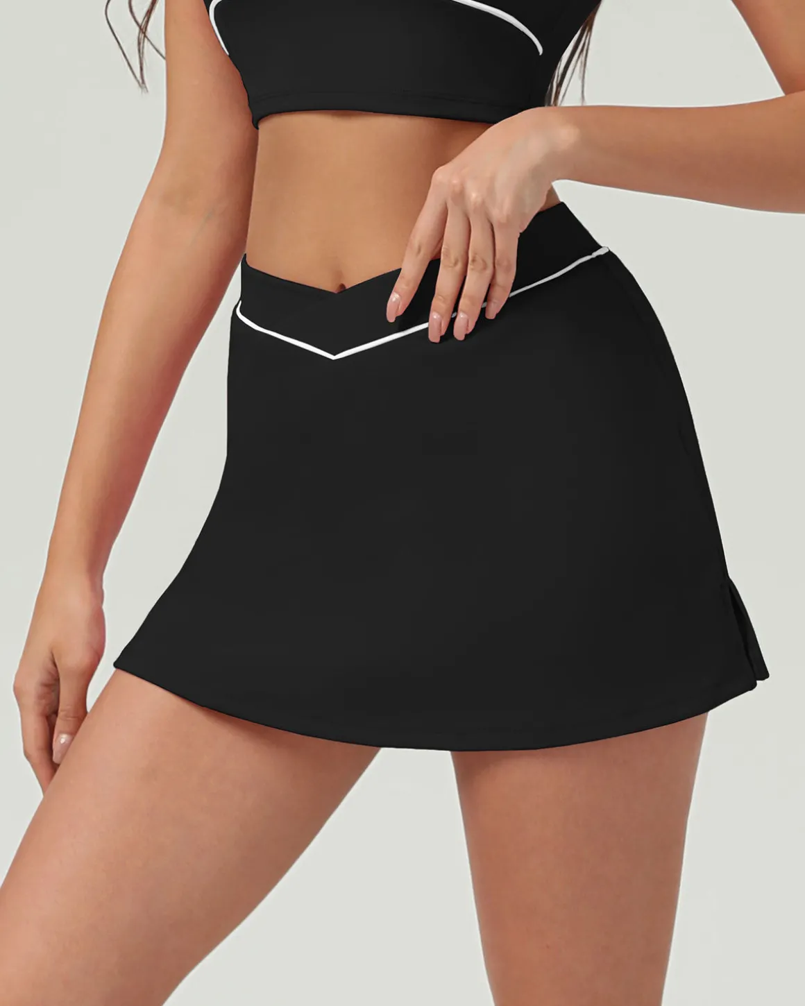 Black High Stretch A-Line Yoga Skirt