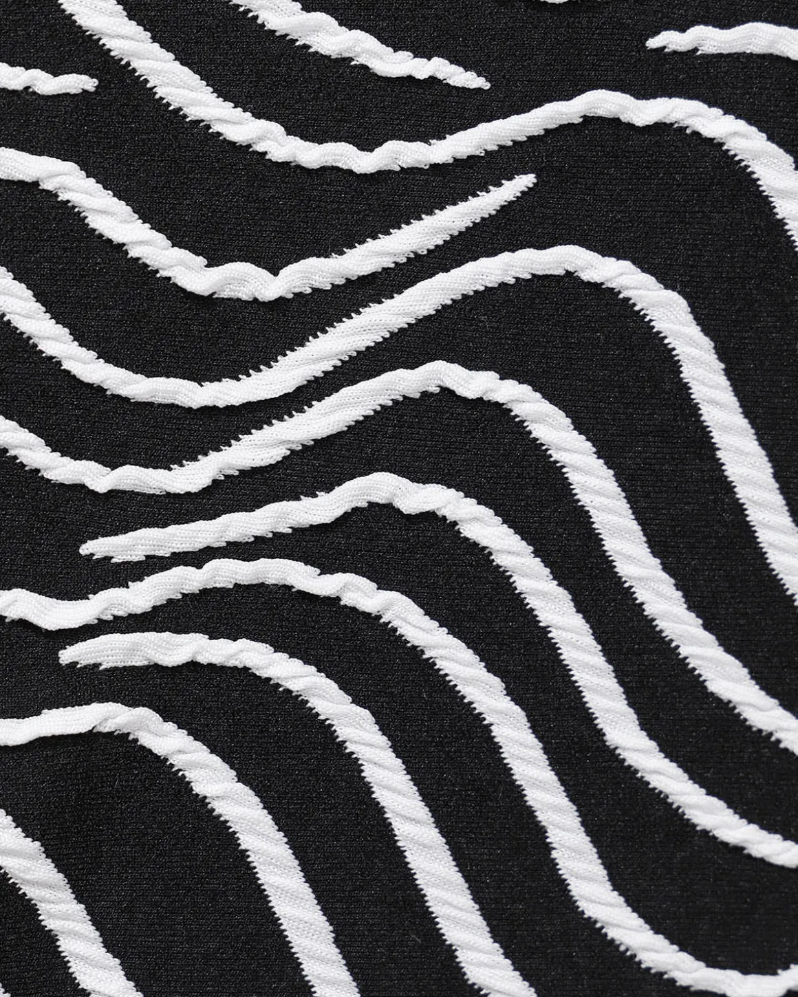 Black Knitted Zebra Print Two-Tone Bikini Set