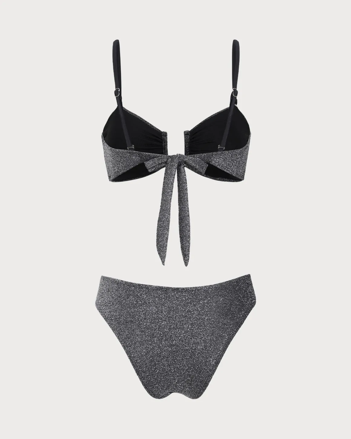 Black Lurex U-Shaped Bikini Set