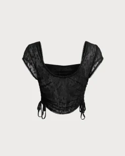 Black Mesh Cropped Tee
